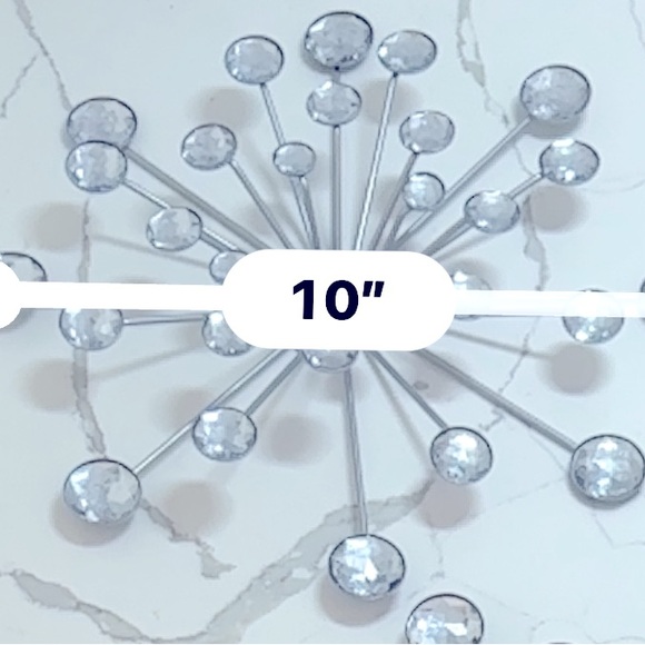 Set of 3 Jeweled 3D Silver Metal Atomic Starburst Wall - Picture 3 of 7